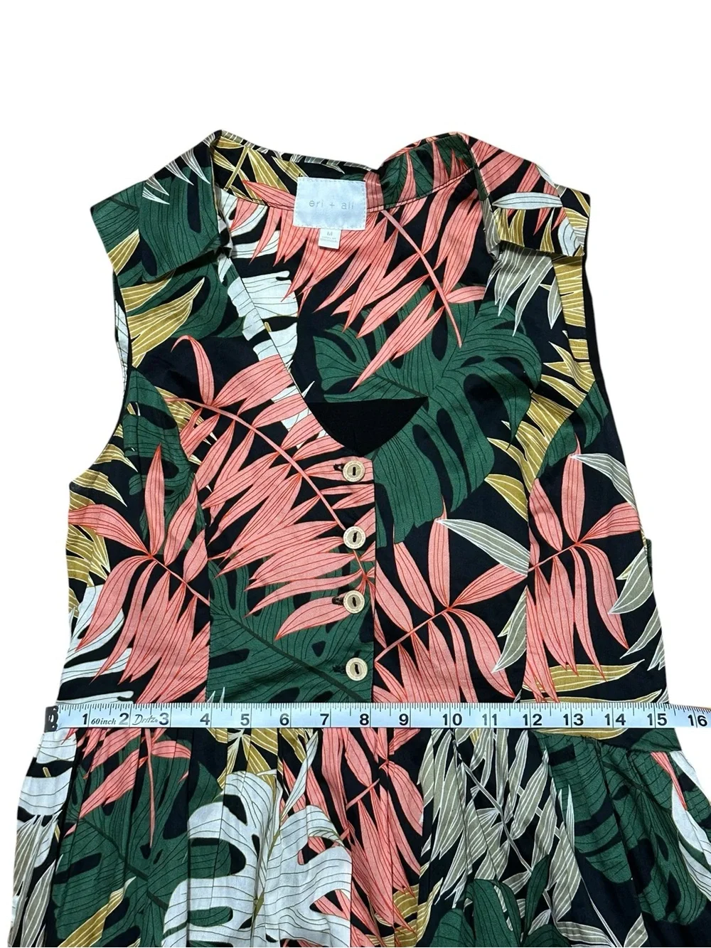 Anthropologie Eri+Ali Foliage Tropical Palm Print Dress Size M - Picture 9 of 9